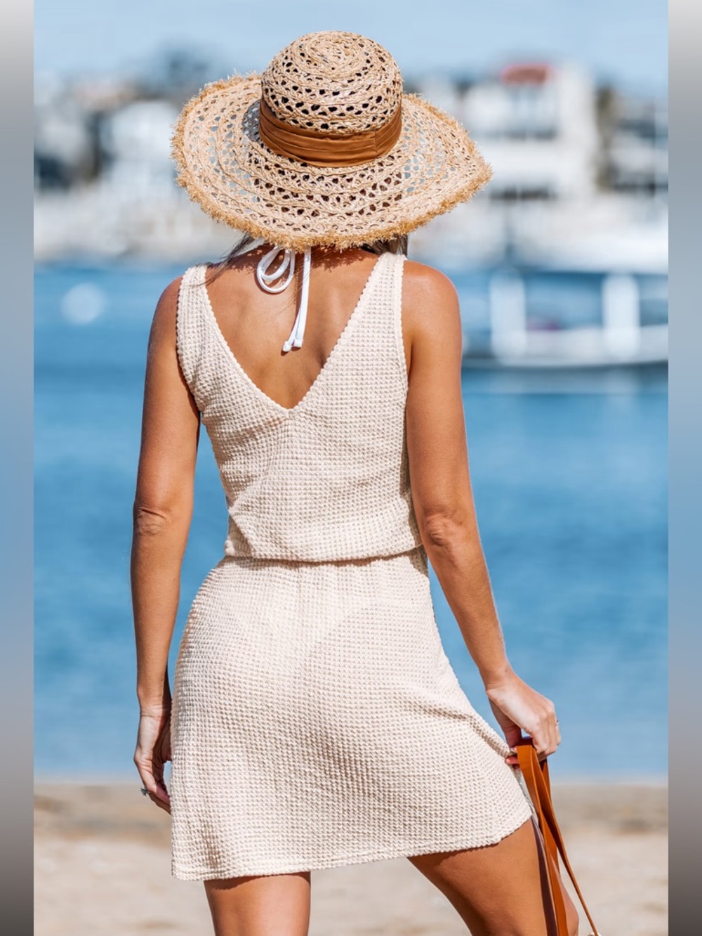 NWT Cream Knit Tank Cover up with V-Neck